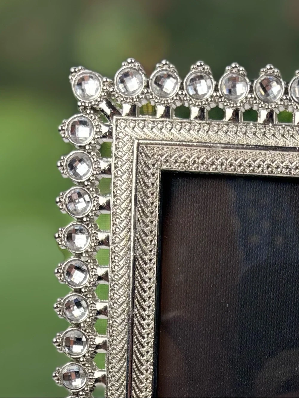 Concepts in Time Rhinestone Crystal Silver Photo Frame 5 x 7 Ornate Glam Decor